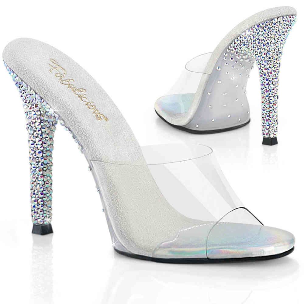 Fabulicious - GALA01DSP Mules with heel - Transparent/Silver coloured Product image